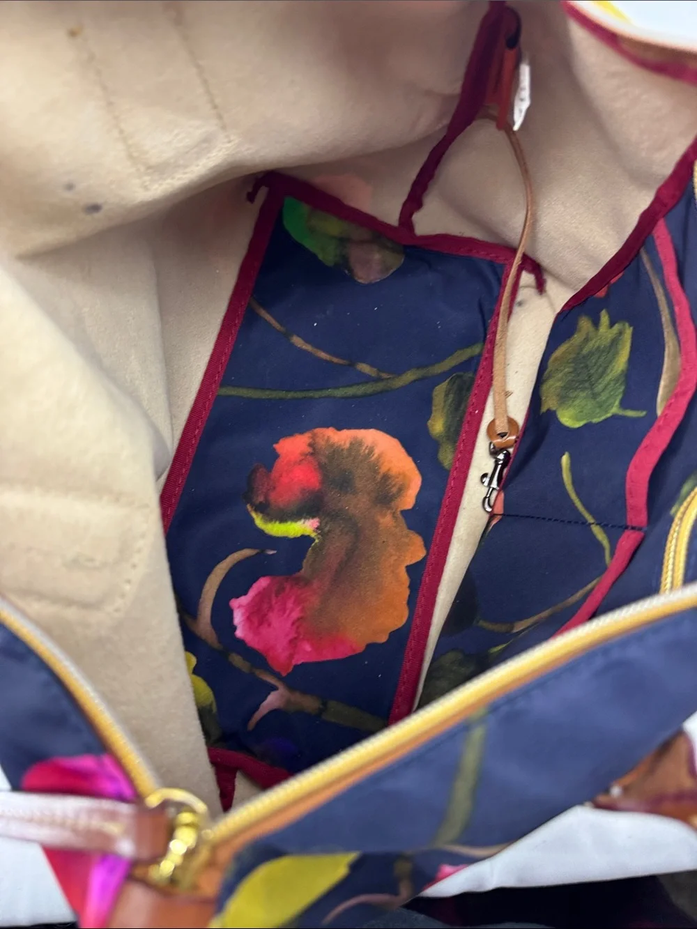 Roberta Pieri Robertina Navy Floral Classic Mini Tote Bag Italian Shoulder Purse